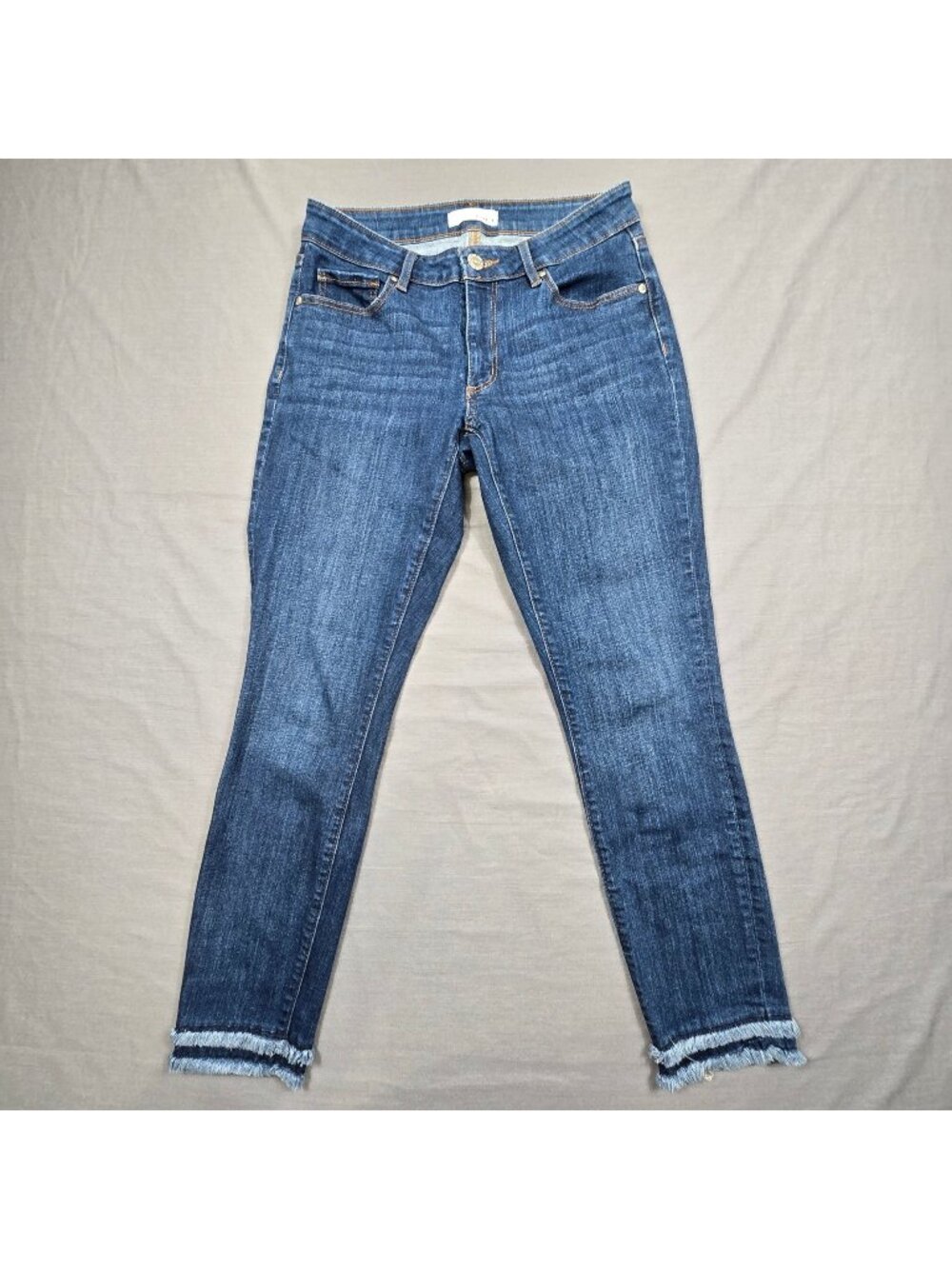 Loft Womens Size 26 2 Skinny Ankle Jeans Blue Frayed Hem Stretch Denim